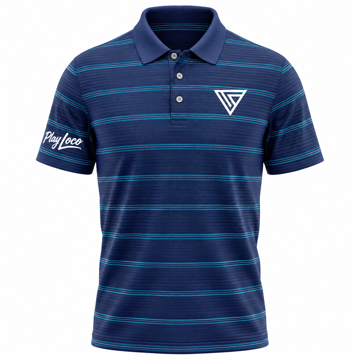 Loco Golf Performance Polo - Blue Stripe